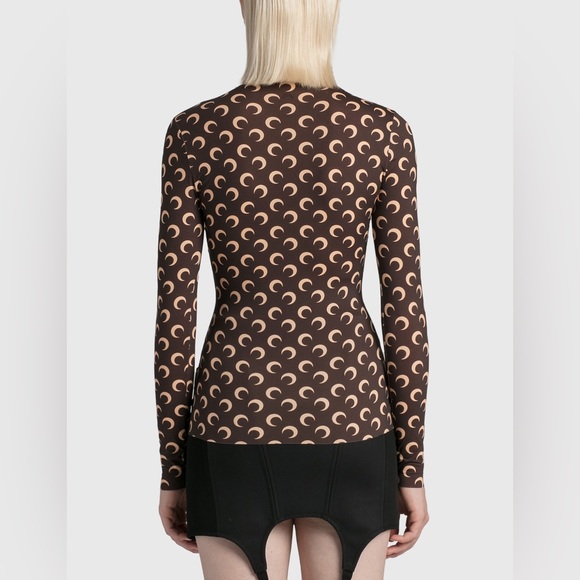 Marine Serre Brown and Cream Long Sleeve Top - Picture 2 of 11